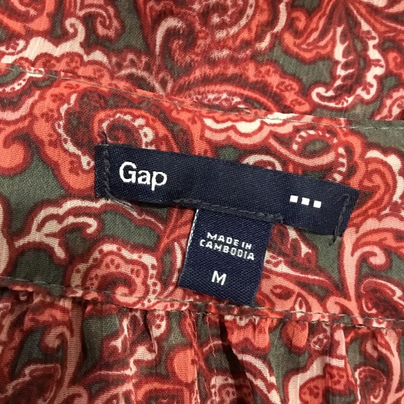 Gap women’s red paisley print sheer v neckline blouse top size medium - Picture 6 of 6
